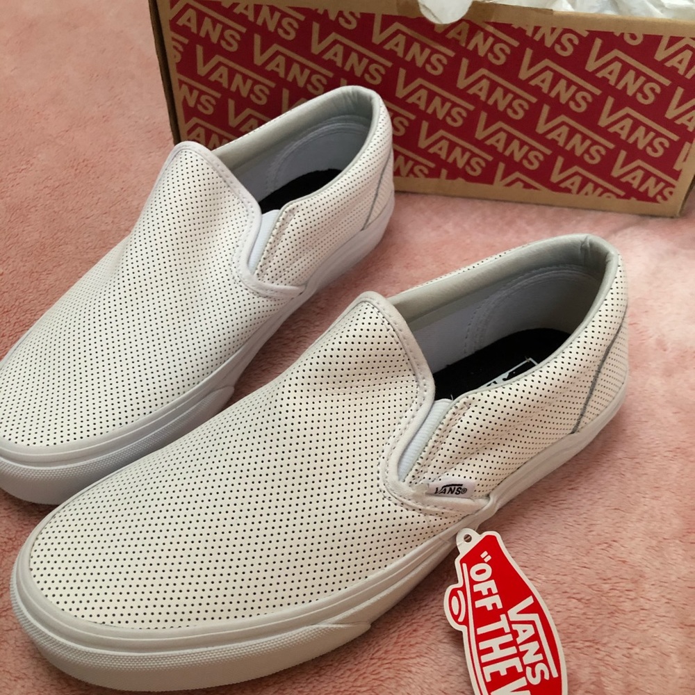 NWT: Vans Perforated Leather Slip Ons